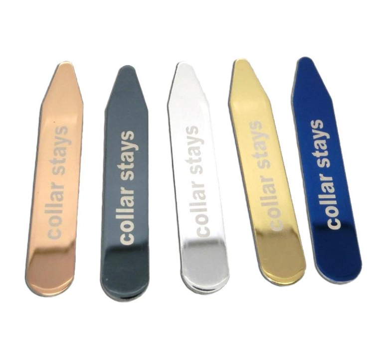 Shirt Logo Laser Engraved Brass Stainless Steel Metal Collar Stay