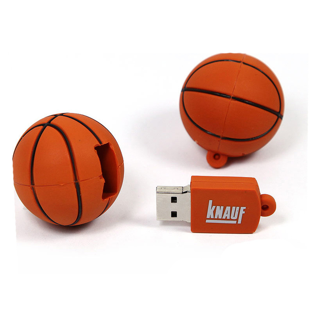 Sports Game Promotional Gifts Custom Shape PVC rubber basketball Pingpong Ball Shape USB Flash Drive