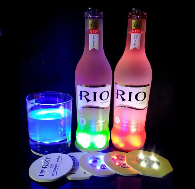 LED Coaster Light Up Coasters LED Bottle Lights,RGB Bottle Glorifier, LED Sticker Coaster for Drinks