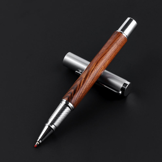 Promotional Eco Friendly luxury Natural Solid Wood Roller Pen heavy Rosewood Pen
