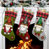Christmas Stocking Faceless Doll Buffalo Plaid Trim Stocking Bags Christmas Hanging Socks for Holiday Party Decoration