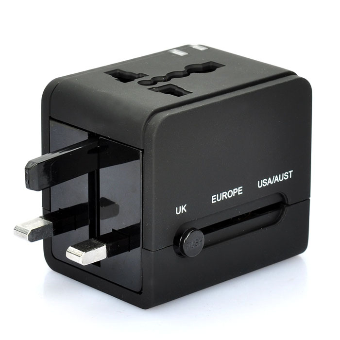 High End 2USB EU US Worldwide Global Trave Adapter