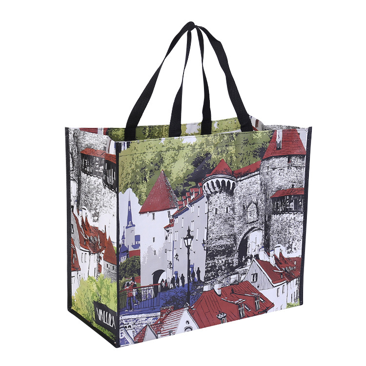 Customized Laminated PP Woven Bag Heavy Duty Laminated Supermarket Woven Grocery Bag with Handle printing