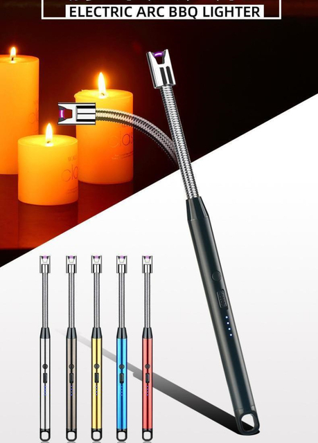 Portable Long Plasma Slim Rechargeable Usb Electric Arc BBQ Candle Lighter