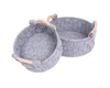 Custom Round Home Organizers Felt Storage Baskets with Wood Handles