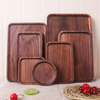 Luxury black walnut wood food Dry Fruit Compartment Solid Round Wooden Dish Serving Tray