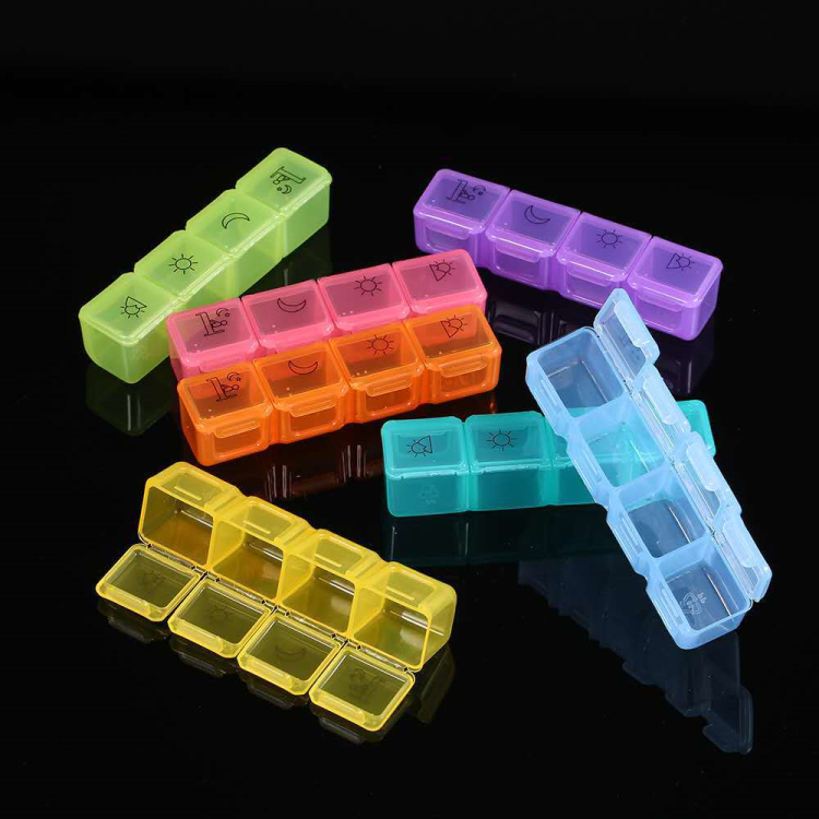 BPA Free Rainbow Seperate Pill Cases 7 Days Big Pill Box Plastic Pill Container