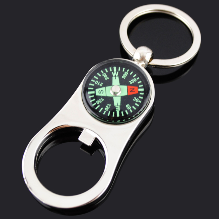 Outdoor compass Camping Picnic bottle opener keychain creative gift laser logo beer bottle opener