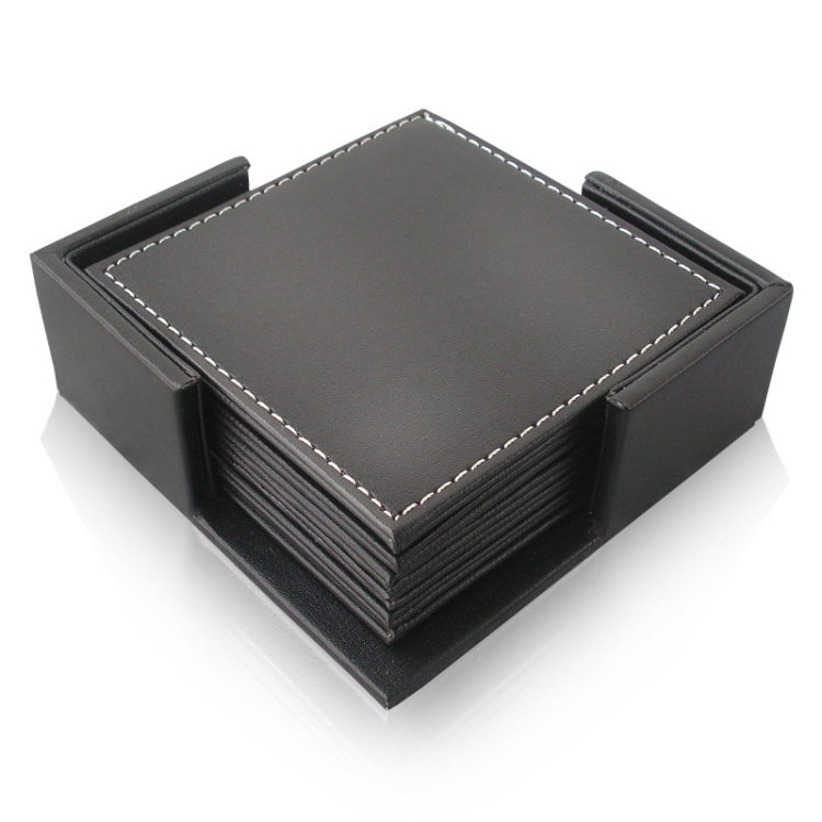 Fine Quality Leather Cup Coaster Household Gift Cup Mat set with logo