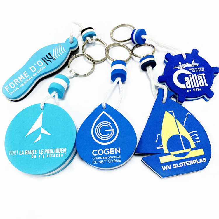 Summer Beach Promotional Gifts Souvenir Keychain Print Logo Customized Shape Floating Foam Eva Keychains