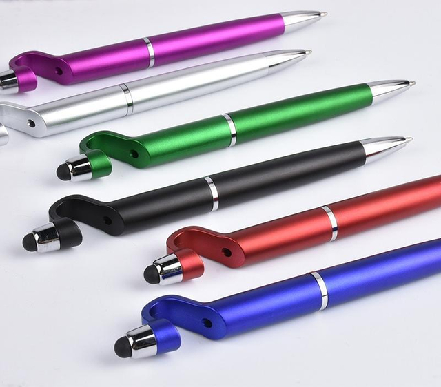 Wholesale Promotion Custom Logo 3 in 1 Stylus Pen Advertising Multifunction Touch Screen Stylus Ballpoint Pen with Phone Holder