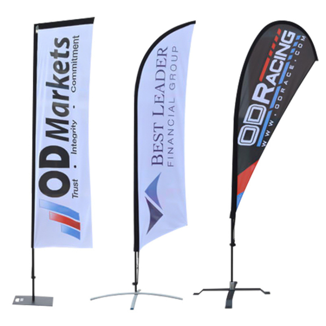 Advertising Exhibition Event Outdoor Feather Flying Pole Beach Banner Stand Teardrop Flag