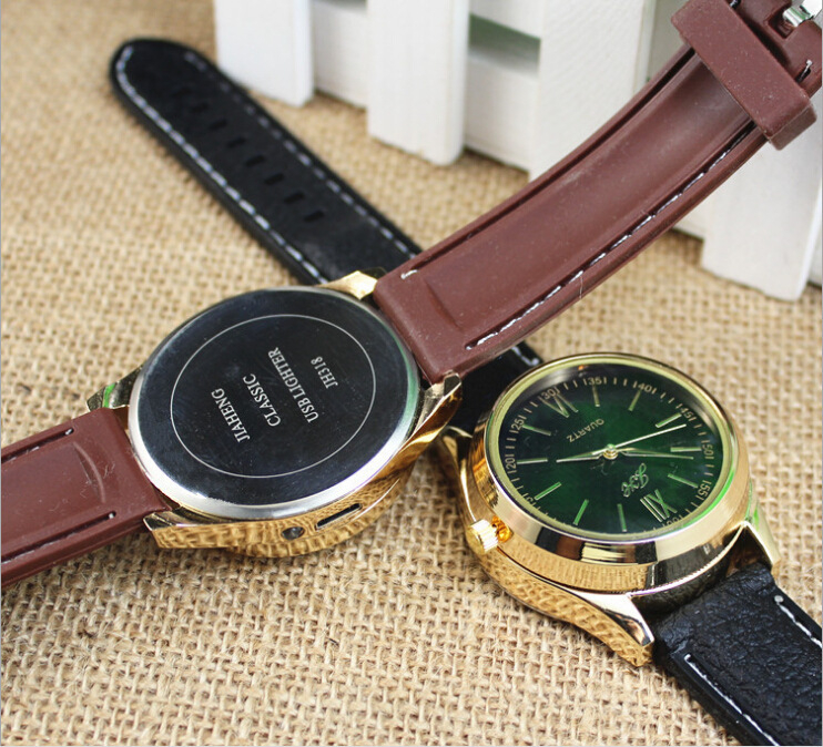 Military USB Charging Lighter Watch Flameless Windproof Cigarette Lighters Rechargeable Electronic Sports Men Watches No Gas