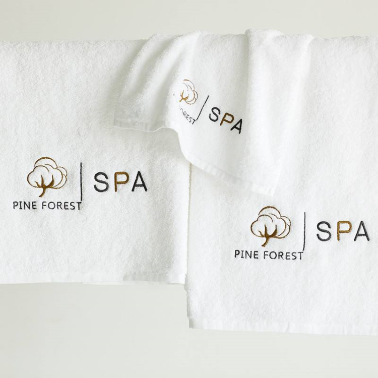 Luxury Cotton Spa Hotel Logo Embroidery Satin Towel Face Towel