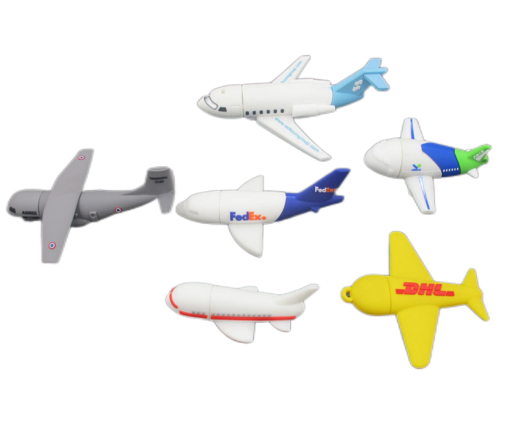 Airlines Promotional Gift plane model shape soft pvc USB flash drive High Speed USB Disc 16GB