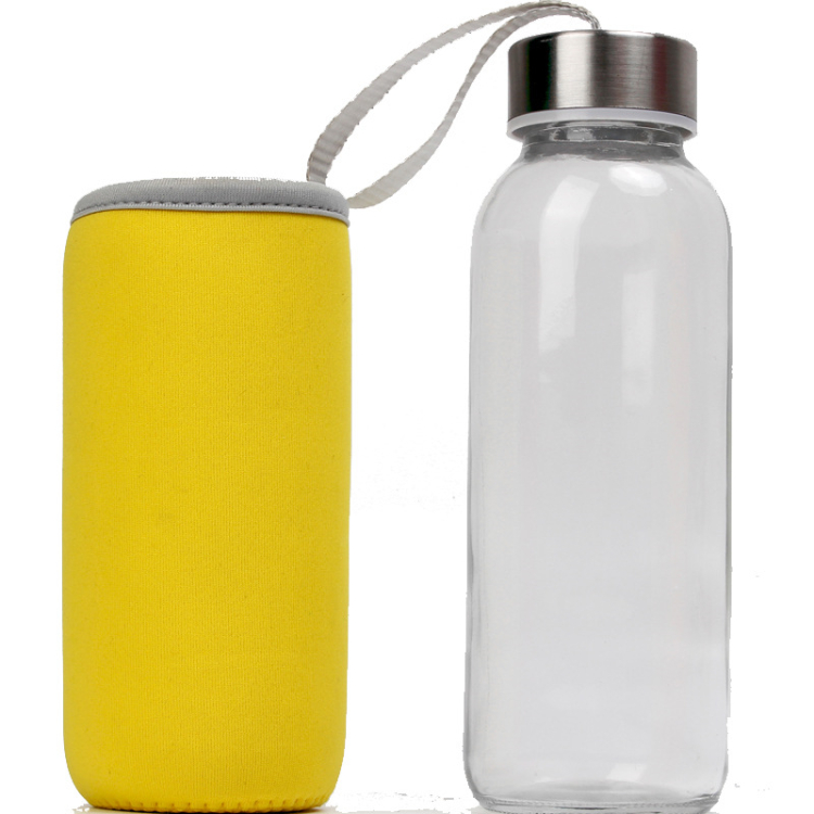 Glass Drink Bottle with Custom Printing Sleeve