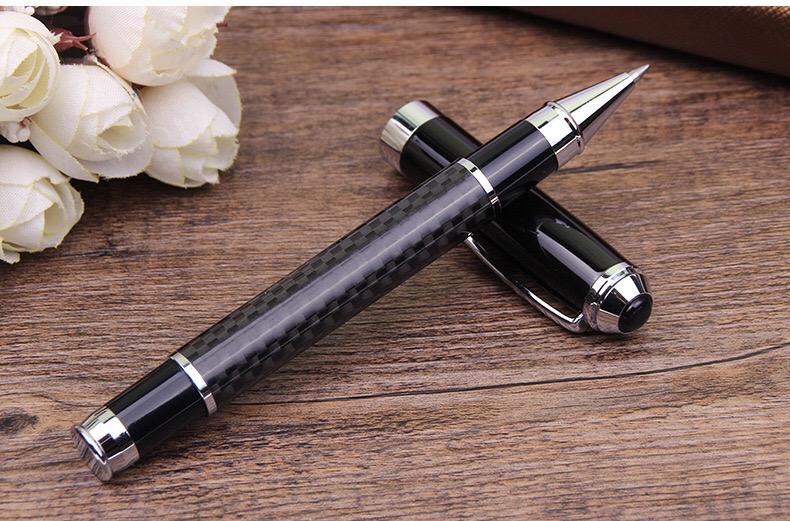 Heavy Luxury Logo Customized Business Gift Metal Roller Ball Pen Carbon Fiber Pen