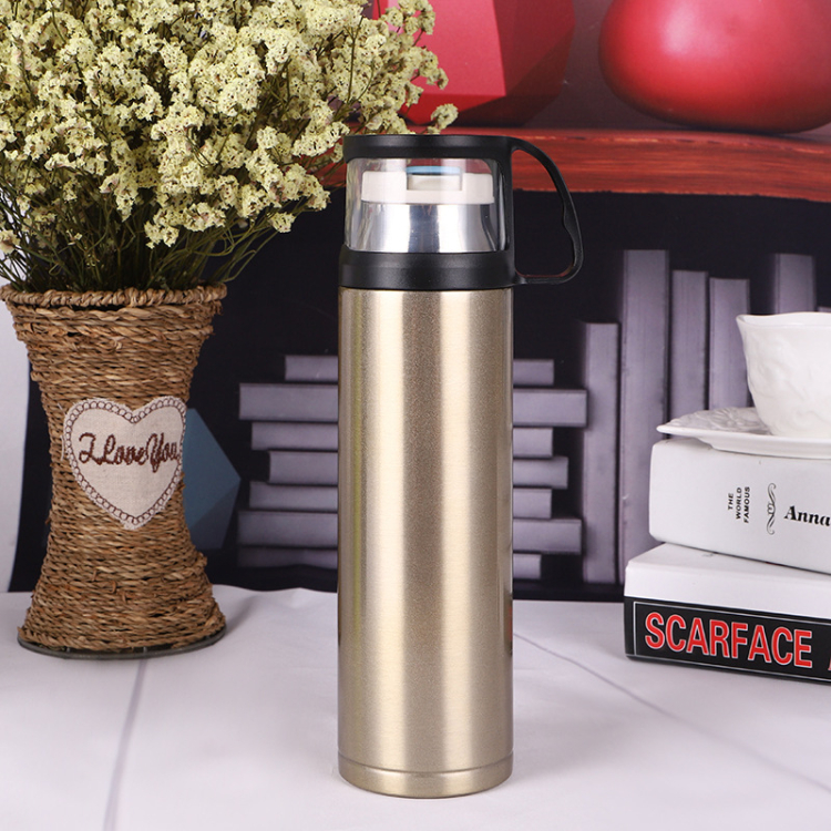 500ml Thermo Mug Vacuum Cup Stainless Steel Insulated Mug Thermal Bottle Water Bottle with cup