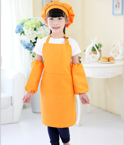 Trainning Certer Logo Printed Advertising Kids Cooking Apron Painting Apron with Hat