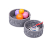 Custom Round Home Organizers Felt Storage Baskets with Wood Handles