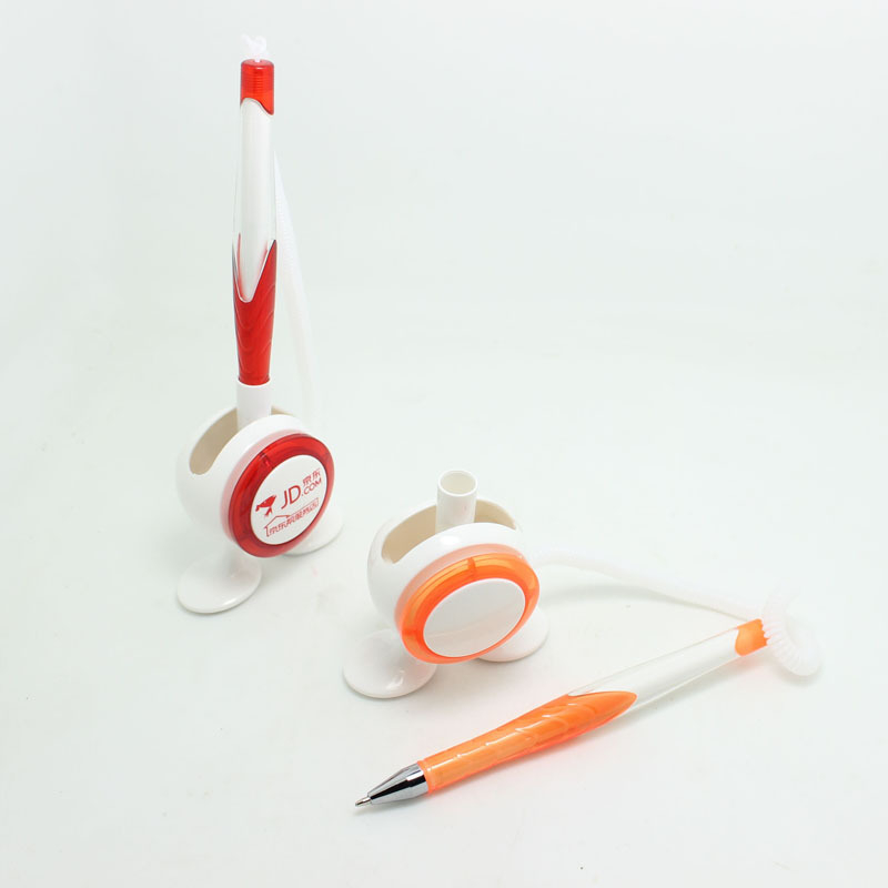 promo advertising plastic bank hotel counter desk table pen coil ballpoint self adhesive desktop pens custom Logo