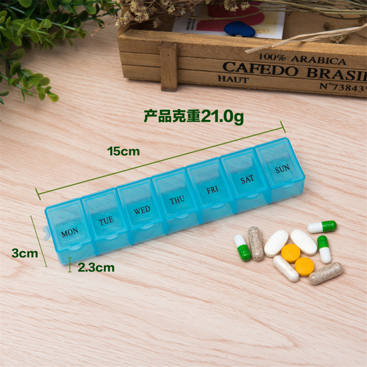 Plastic Pill Box Portable Exquisite Three-color Plastic 7 Days Small Pill Medicine Storage Box Drug Separation