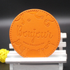 Hign End Hotel Restaurant Kitchen Gift Set Logo Embossed PU Leather Cup Mat Coaster 9cm