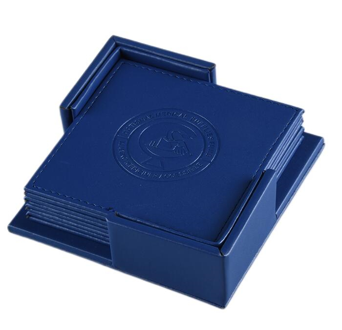 Fine Quality Leather Cup Coaster Household Gift Cup Mat set with logo