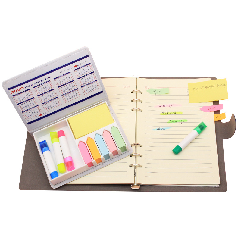 Custom PU Leather Writting Pad,Highlighter Stationery Set