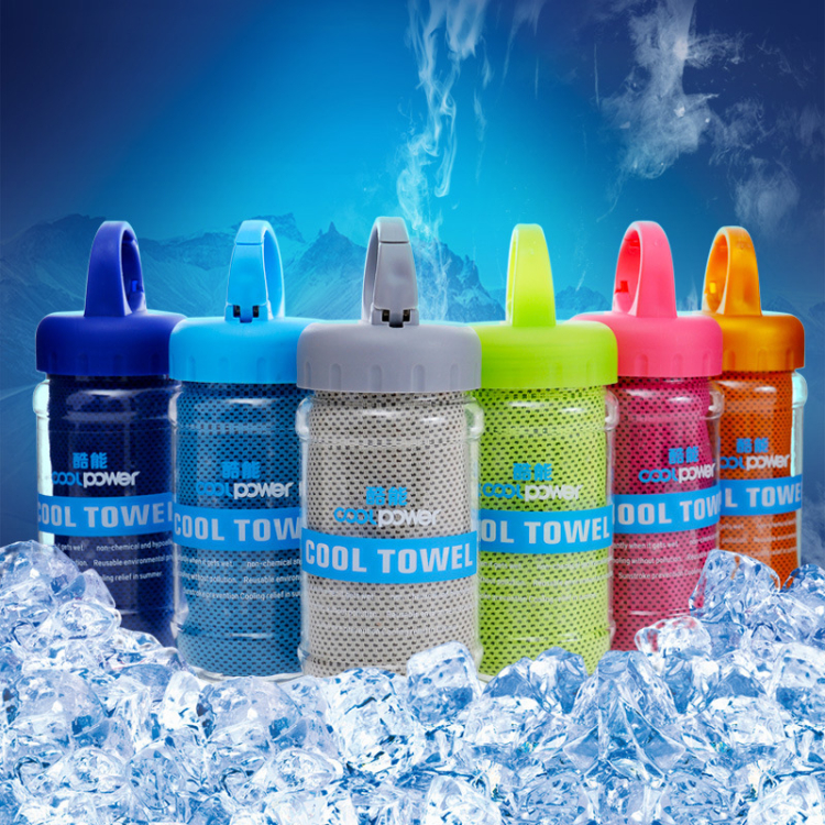 Summer Beach Promotional Gift Ice Cool Towel Cold Sports Cooling Towel in Bottle Packing 