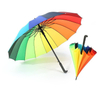 Customized Logo 16K Automatic Open Iridescence Umbrella Golf Windproof Parasol Long Straight Handle Rainbow Umbrella