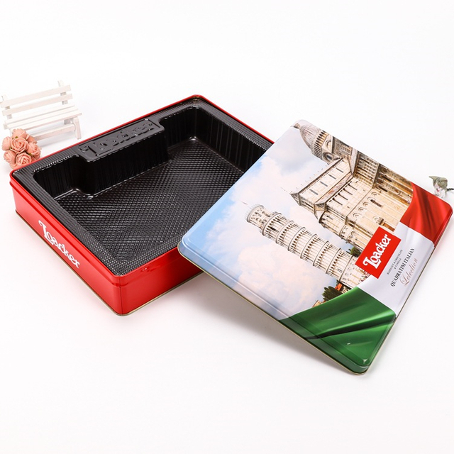 Custom printed Gift Packing Candy Tea Gift Cake boxes Metal Can Tin Plate Box