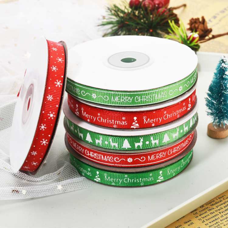 Merry Christmas Ribbon With Logo Groigrain Ribbon For Christmas Cake Box Ribbon