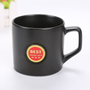 Customized metal logo creative plain matte black ceramic mug