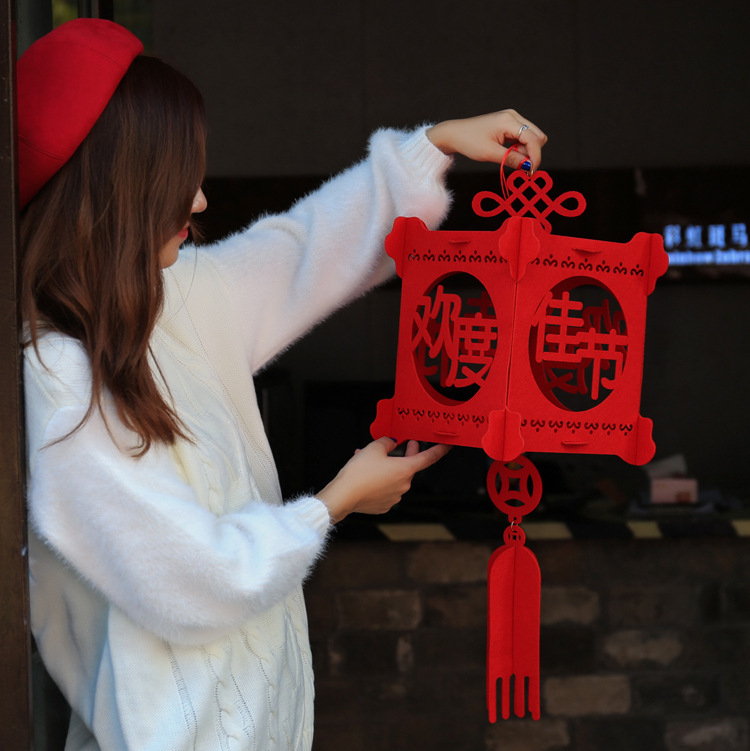 Chinese New Year Festival Decoration Custom Red Felt Lantern