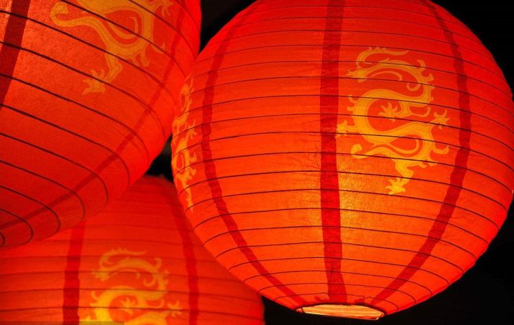 LUCKY Chinese traditional red paper lanterns new year hanging paper lanterns Chinese New Year decoration