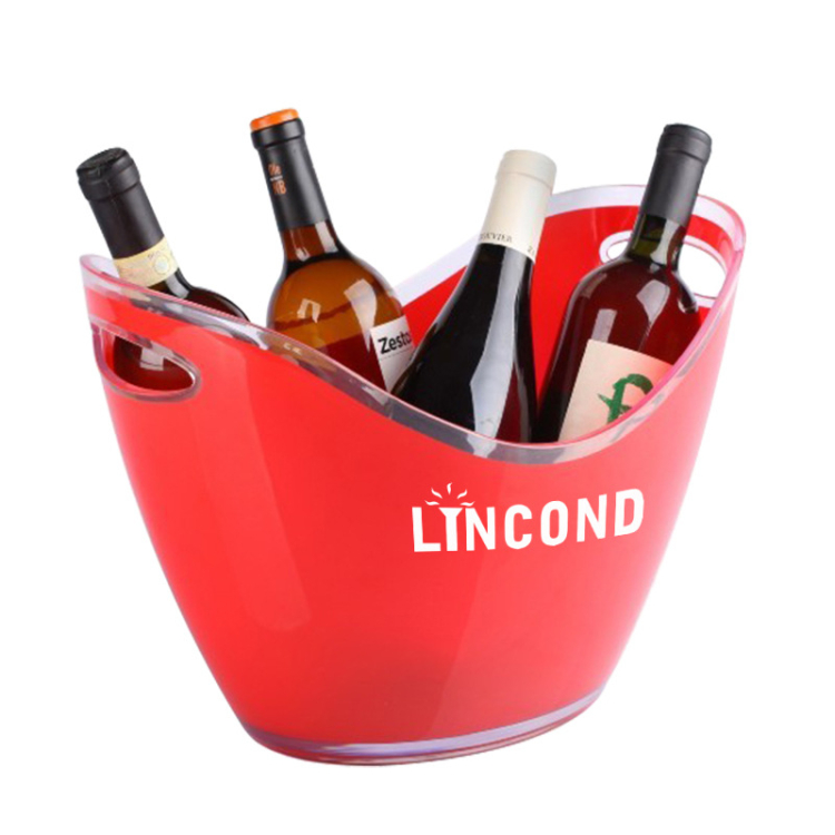 Promotional Double Wall Ice Bucket Food Grade Plastic Beer Wine Ice Bucket With Handles 2 Layers 8L PS Wine Ice Bucket