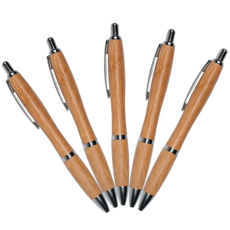 ECO Pen of Bamboo ball pen with clip and metal trim Environmentally friendly Ballpoint pen with Custom logo