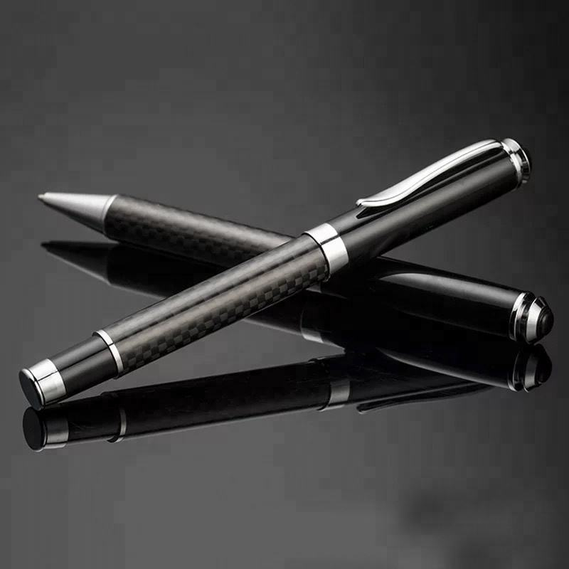 Heavy Luxury Logo Customized Business Gift Metal Roller Ball Pen Carbon Fiber Pen