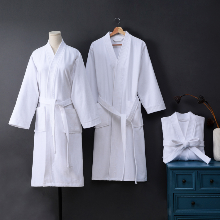 Kimono Terry Bathrobe 100% Cotton Hotel Waffel Robe Wholesale Lightweight Unisex Women's & Men's Absorbent Soft Spa