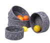 Custom Round Home Organizers Felt Storage Baskets with Wood Handles
