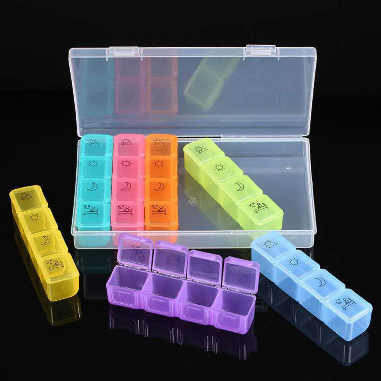 BPA Free Rainbow Seperate Pill Cases 7 Days Big Pill Box Plastic Pill Container