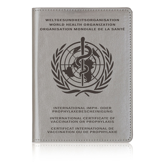 Travel Plain Leather Immunization Record Card Protector Large Covid-Vaccine Card Holder