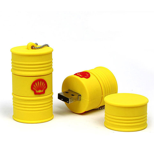 Petro Oil,Shell Gas Station Promotional Gift Custom design soft pvc drum USB flash drive High Speed USB Disc 16GB