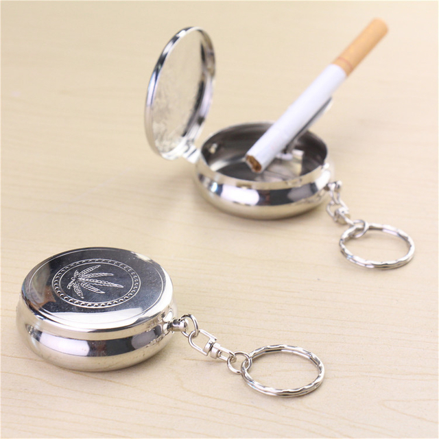Key Ring Portable Metal Ashtray Box