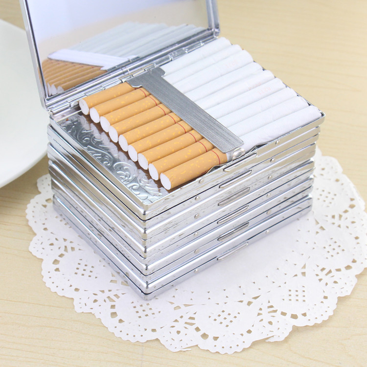 Custom Stainless Steel Cigarette Box Blank Silver Metal Cigarette Case For Men Gift
