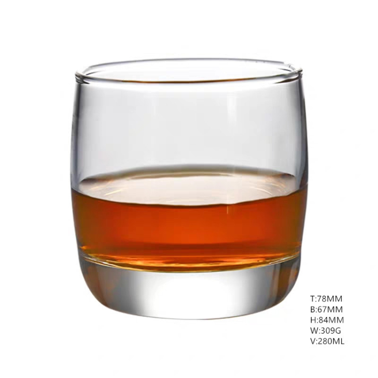 300ml 10oz High Quality Sturdy Transparent Lead Free Creative Arc Shaped Crystal Whiskey Wine Shot Glass