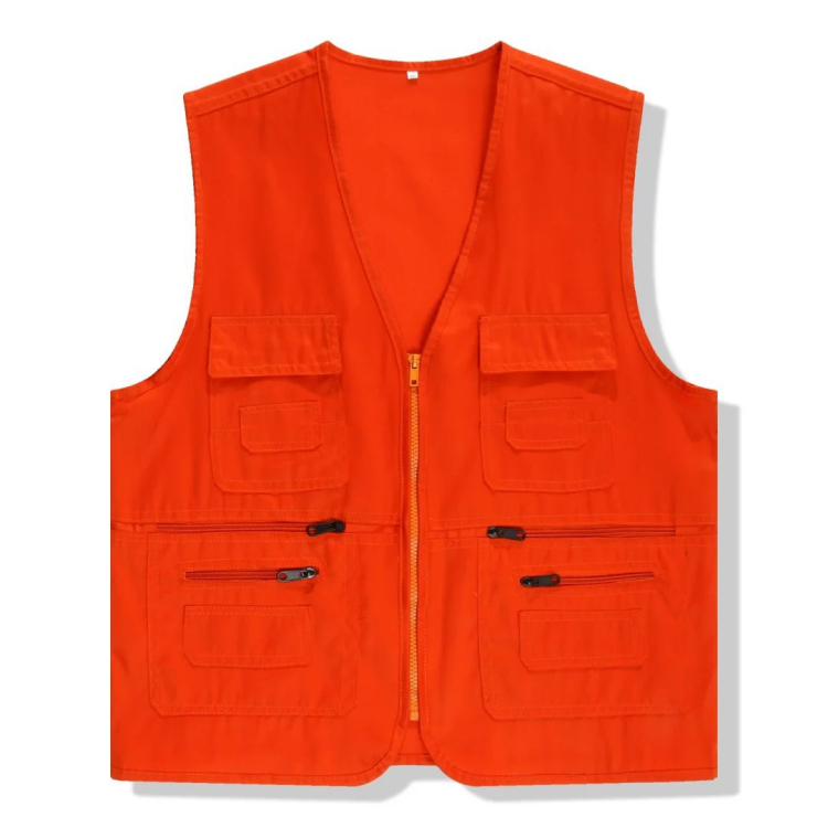 Promotional Logo Printed Men Outdoor Multi-Pocket Waistcoat Mesh Fishing Vest