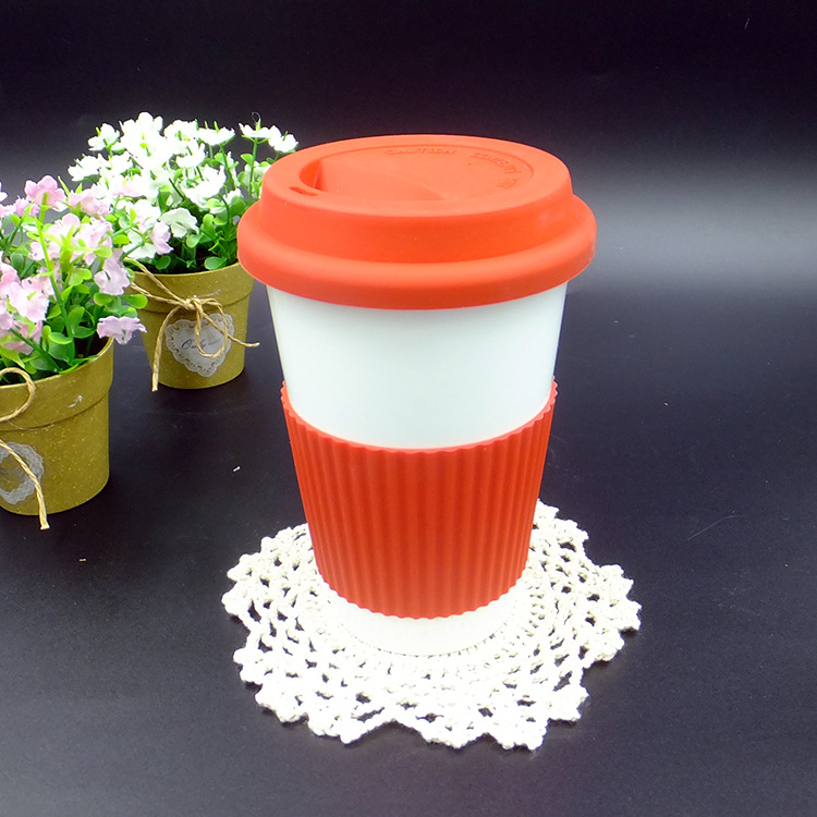 Ceramic Coffee Cup with Silicon Grip and Cover
