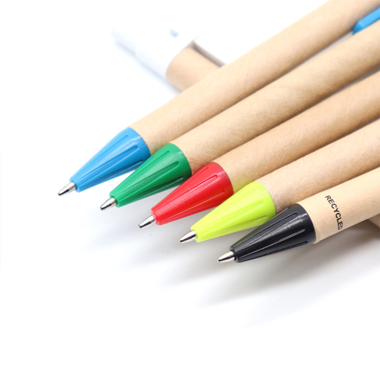 Wholesale New Design Recyclable Kraft Paper Pen Gift Ballpen Eco Cardboard Pen For Promotion